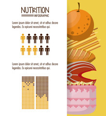 Nutrition and food infographic with statistics and elements vector illustration graphic design