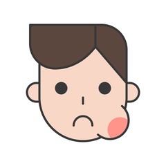 man with swollen gums or toothache, dental related icon, filled outline