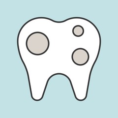 decay tooth, dental related icon, filled outline