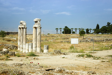 Ancient columns in Hierapolis city,Turkey