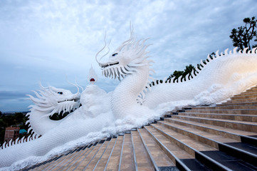 beautiful white dragon at Wat Hyua Pla Kang, Chiang Rai, Thailand