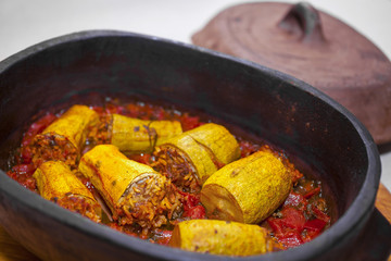 Roasted Stuffed round courgettes