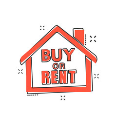 Vector cartoon buy or rent house icon in comic style. House sign illustration pictogram. Home business splash effect concept.