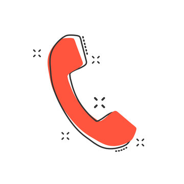 Vector cartoon phone icon in comic style. Mobile sign illustration pictogram. Phone business splash effect concept.
