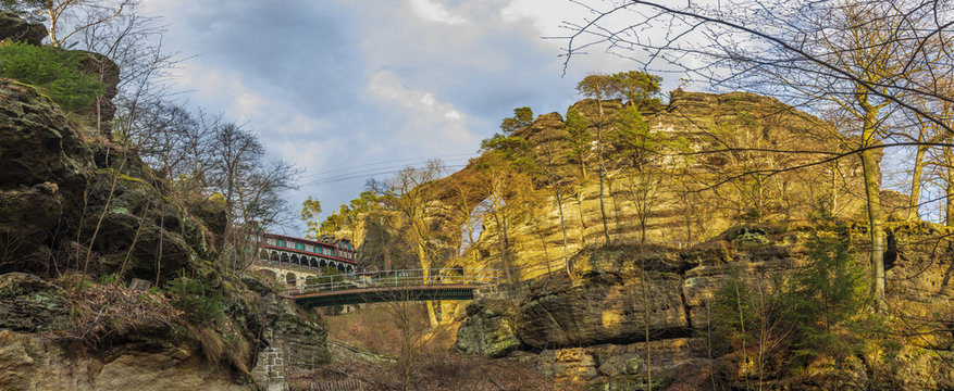 View of the Prebischtor Gate, Bohemian Switzerland, Czech Republic