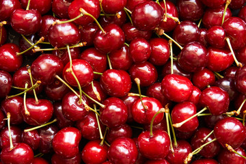 Closeup Background top view of cherries