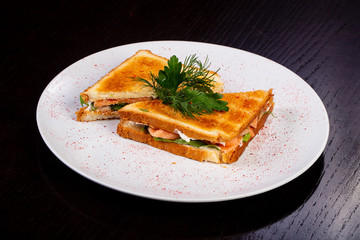 Delicious salmon sandwich