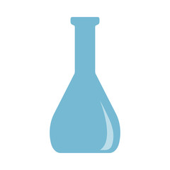 Conical chemical flask. Blue glass. Vector icon.