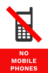 NO MOBILE PHONES sign. Vector.