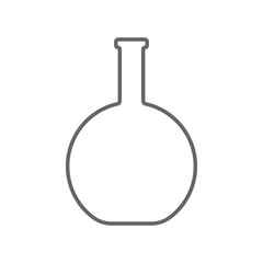 Cylindrical chemical flask. Outline. Vector icon.