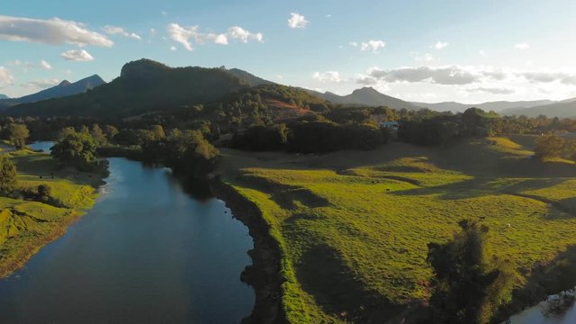 Aerial view of Tweed River and Mount Warning, Australia