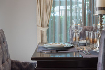 luxury dining table with table set
