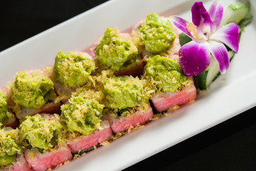Sushi on a white plate