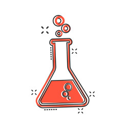 Vector cartoon chemical test tube icon in comic style. Laboratory glassware sign illustration pictogram. Flasks business splash effect concept.