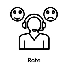 Rate icon vector sign and symbol isolated on white background, Rate logo concept