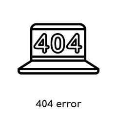 404 error icon vector sign and symbol isolated on white background, 404 error logo concept
