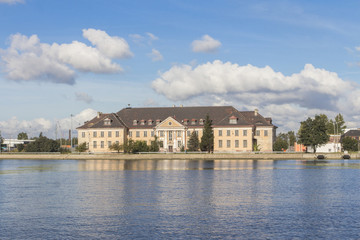 Fototapeta na wymiar Historic administrative building in the port of Gdansk. Poland