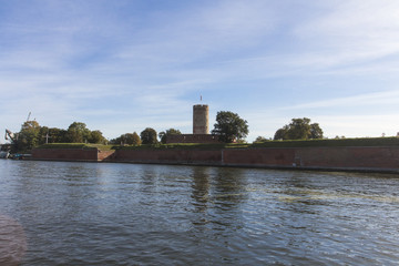 An old fortress in Gdansk on the river Moltawa. Poland