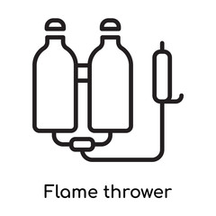 Flame thrower icon vector sign and symbol isolated on white background, Flame thrower logo concept, outline symbol, linear sign