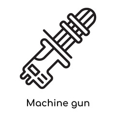 Machine gun icon vector sign and symbol isolated on white background, Machine gun logo concept, outline symbol, linear sign