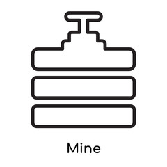 Mine icon vector sign and symbol isolated on white background, Mine logo concept, outline symbol, linear sign