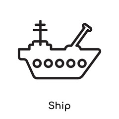 Ship icon vector sign and symbol isolated on white background, Ship logo concept, outline symbol, linear sign