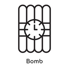Bomb icon vector sign and symbol isolated on white background, Bomb logo concept, outline symbol, linear sign