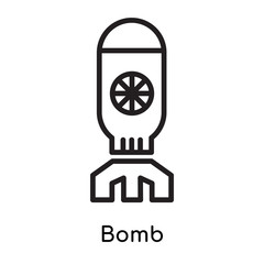 Bomb icon vector sign and symbol isolated on white background, Bomb logo concept, outline symbol, linear sign
