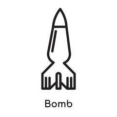 Bomb icon vector sign and symbol isolated on white background, Bomb logo concept, outline symbol, linear sign