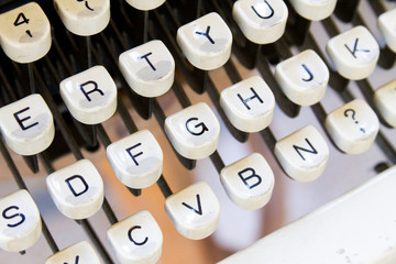 White keys of an old typewriter