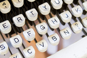 White keys of an old typewriter