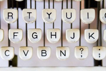 White keys of an old typewriter