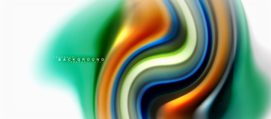 Fluid liquid mixing colors concept on light grey background, curve flow, trendy abstract layout template for business or technology presentation or web brochure cover, wallpaper