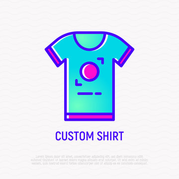 Custom shirt with place for ad. Thin line icon. Modern vector illustration.