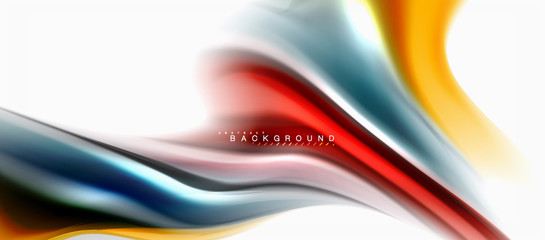 Fluid liquid mixing colors concept on light grey background, curve flow, trendy abstract layout template for business or technology presentation or web brochure cover, wallpaper