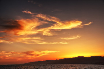 Fototapeta na wymiar Santa Monica beach California sunset