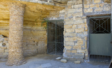 entrance to the catacombs with metal door