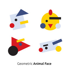Obraz premium Abstract animal face vector icon set designed by geometric shape
