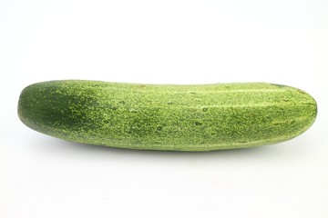 green cucumber on white background
