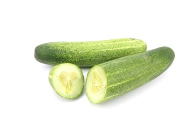 green cucumber on white background