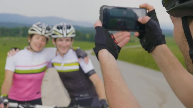 A group of cyclists shot a photo