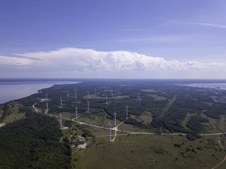 Aerial view of Wind power stations, Paldiski, Peninsula Pakri, Estonia
