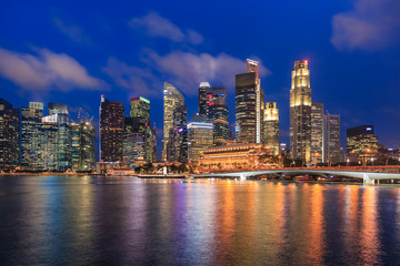 Marina Bay and Financial district with skyscrapers office business building