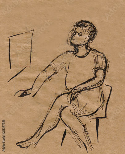 Instant Sketch Man Stock Photo And Royalty Free Images On