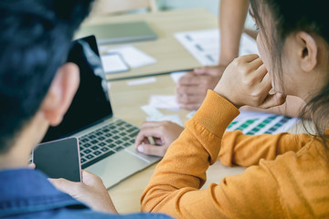 Designer drawing Web template layout development responsive branding Concept