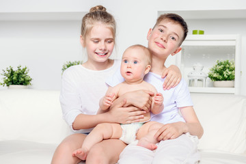 three happy children