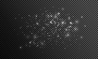 abstract background of real dust particles with backlight with a real flash lens. shiny lights. Abstract Festive vintage lights are defocused. Christmas and New Year's holiday.