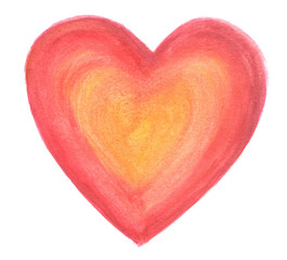 Red-orange heart in watercolor