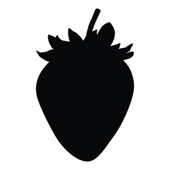 A black and white silhouette of strawberry