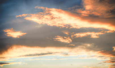 Beautiful red sky and cloud in sunset, colorful evening nature.